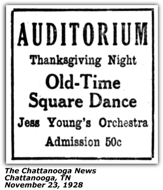 Promo Ad - Jess Young - Square Dance - Chattanooga - 1928