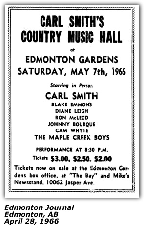 Carl Smith Dianne Leigh Maple Creek Boys - Country Music Hall - Edmonton Show April 1966
