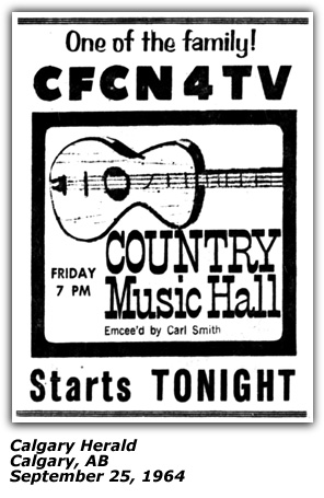 Calgary Herald - Sept 1964 - Ad for Country Music Hall