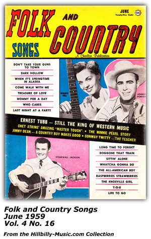 Folk and Country Songs Cover - June 1959 - Goldie HIll - Johnny Horton