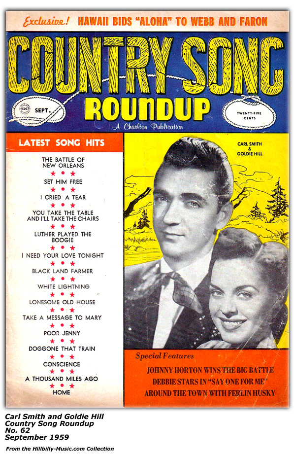 Country Song Roundup Cover - Carl Smith - Goldie Hill - September 1959