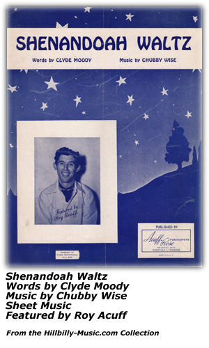 Sheet Music Cover - Shenandoah Waltz - Roy Acuff - 1947