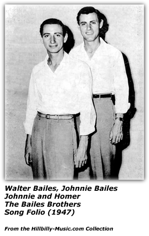 Johnnie and Homer The Bailes Brothers Song Folio - 1946