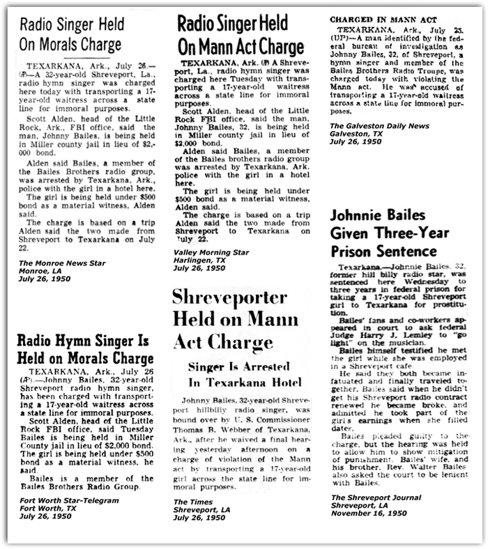 News Articles - Johnnie Bailes - 1950 - Mann Act