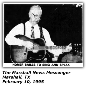 Promo Ad - Homer Bailes - Marshall, TX - February 1995