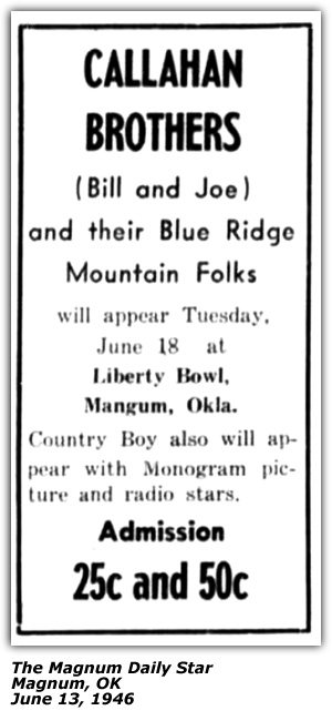Promo Ad - Liberty Bowl - Mangum, OK - Callahan Brothers - June 1946