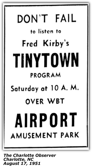 Promo Ad Fred Kirby - Tiny Town - August 1951