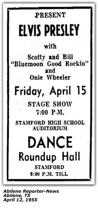 Promo Ad - Elvis Presley - Onie Wheeler - Abilene TX - April 1955