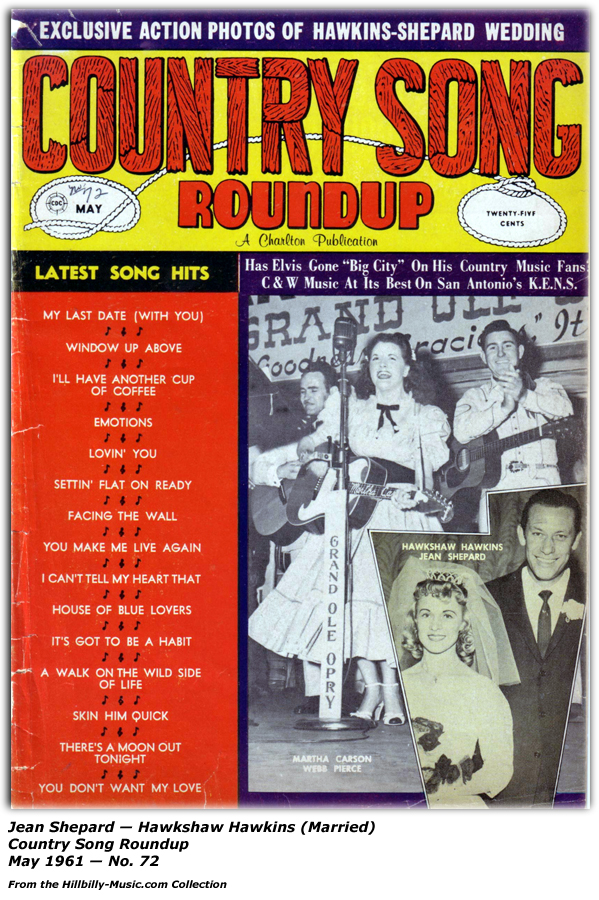Cover - Country Song Roundup Issue No. 72 - May 1961 - Jean Shepard - Hawkshaw Hawkins