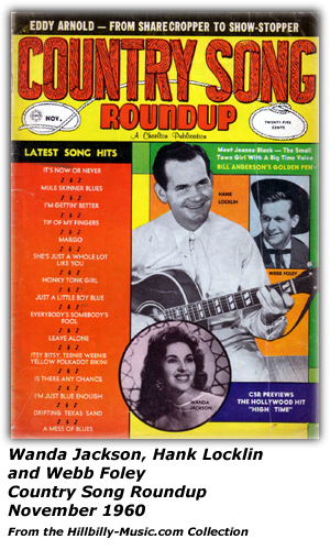 Country Song Roundup Magazine Cover - Novermber 1960 - Hank Locklin - Webb Foley - Wanda Jackson