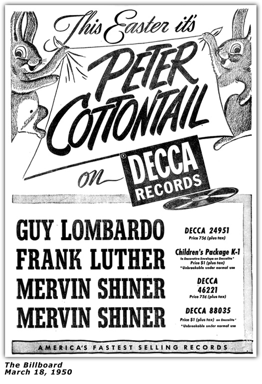 Merv Shiner - Peter Cottonail Ad 1950