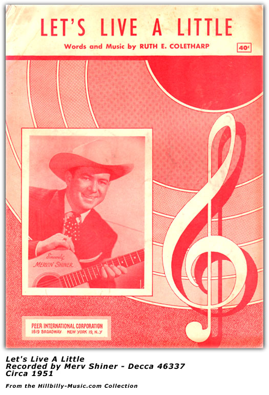Merv Shiner - Let's Live A Little - Sheet Music - 1951