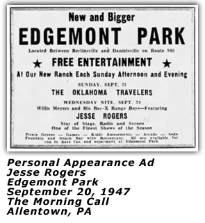 Jesse Rogers - Edgemont Park - 1947