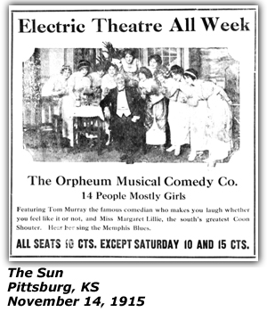 Promo Ad - Electric Theatre - Orpheum Musical Comedy - Margaret Lillie - November 14, 1915