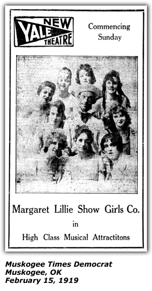 Promo Ad - New Yale Theatre - Muskogee, OK - Margaret Lillie Show Girls Co. - February 15, 1919