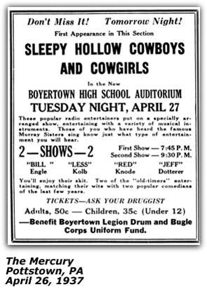 Sleepy Hollow Cowboys Boyerstown April 26 1937