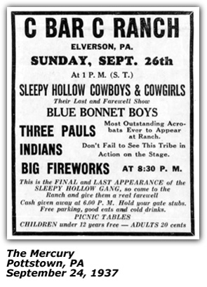 Sleepy Hollow Cowboys C Bar C Ranch September 24 1937