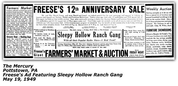 Freese Ad - Sleepy Hollow Ranch Gang 12th Anniversary Promo May 19, 1949