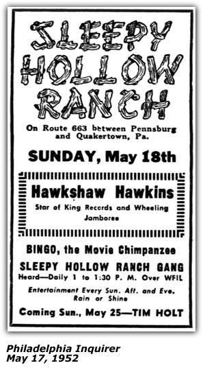 Hawkshaw Hawkins Sleepy Hollow Ranch May 17 1952