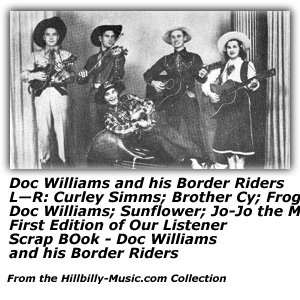 Doc Williams and his Border Riders - Curley Simms - Brother Cy - Frottie Cortez - Doc Williams - Sunflower - Jo-Jo