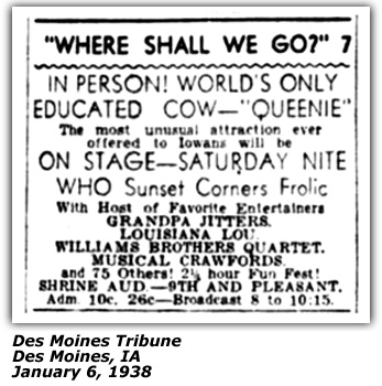 Promo Ad - WHO Barn Dance Frolic - Williams Brothers - WHO - January 1938