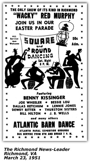 Promo Ad - Atlantic Barn Dance - Benny Kissinger - Easter Parade - March 1951