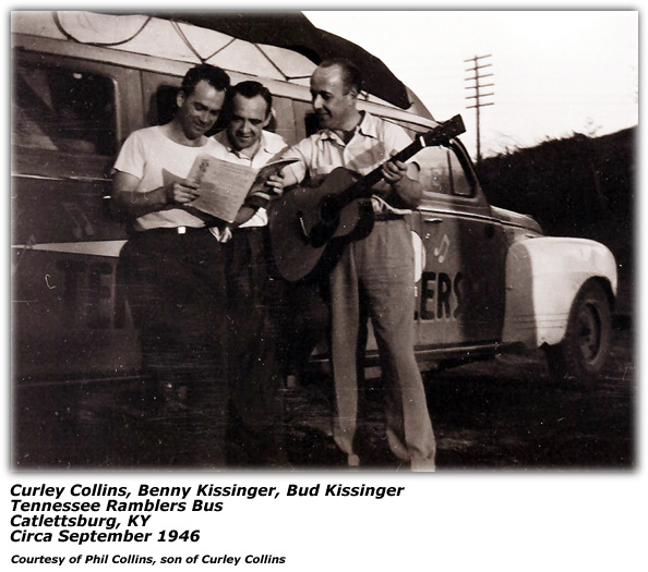 Curley Collins, Benny Kissinger, Bud Kissinger - Tennessee Ramblers Bus - Catlettsburg, KY - September 1946
