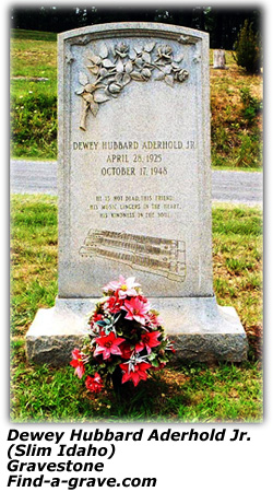 Slim Idaho - Dewey Hubbard Aderhold - Grave stone