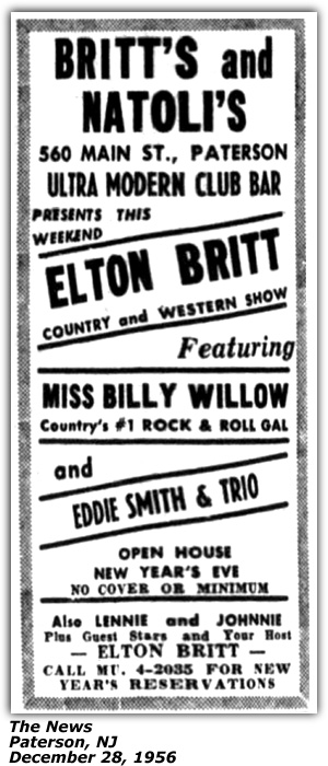 Promo Ad - Twin Bar - Gloucester, NJ - Billy Jo Willow - March 17, 1964