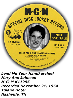 MGM 11995 - Mary Ann Johnson - Lend Me Your Handkerchief - 1954