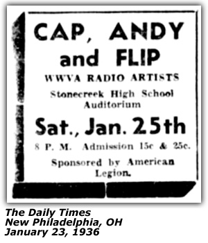 Promo Ad - Stonecreek High School Auditorium - Cap, Andy and Flip - January 1936