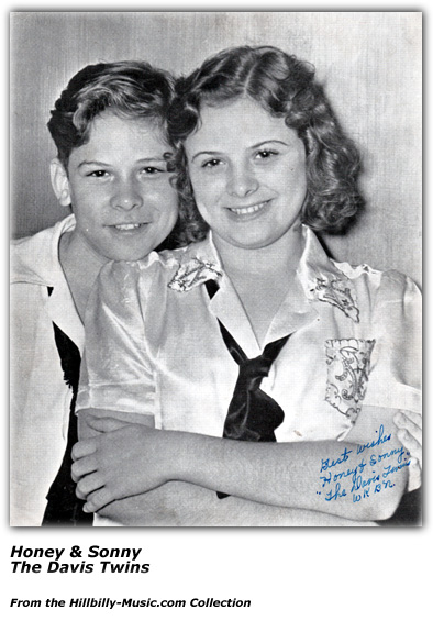Autographed Promo Photo - Honey and Sonny Davis - Davis Twins - Hillbilly-Music.com Collection