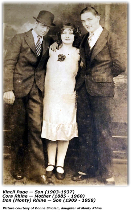 Mom and two sons Vincil Page, Cora Rhine, Monty Rhine