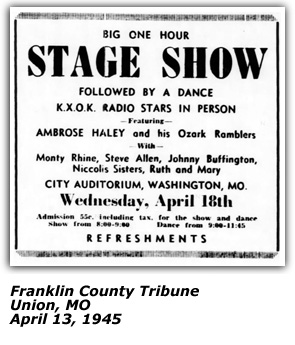 Promo Ad - Ozark Ramblers - April 13 1945