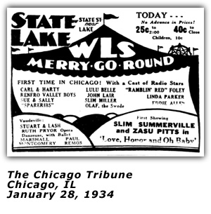 Promo Ad - WLS Merry-Go-Round - Linda Parker - Chicago, IL - Jan 1934