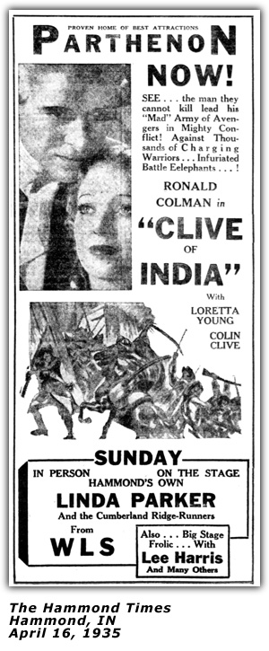 Promo Ad - Linda Parker - Hammond, IN - April 16 1935