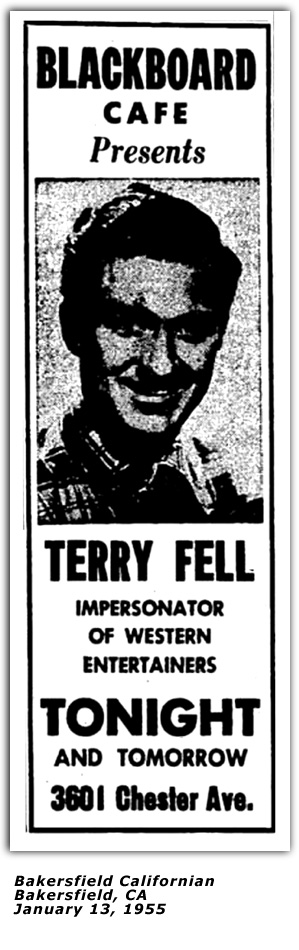 Promo Ad - Bakersfield, CA - Terry Fell - January 1955