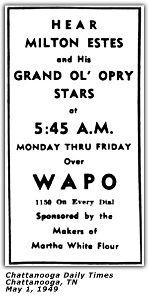 Promo Ad - WAPO - Chattanooga - Milton Estes - May 1949