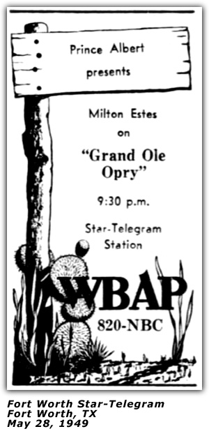 Promo Ad - WBAP - Ft. Worth, TX - Milton Estes - May 1949