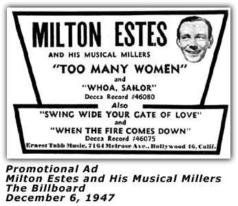 Promo Ad - Milton Estes - Decca Records - December 1947