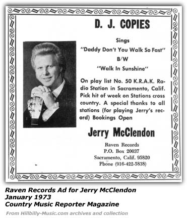 Raven Records Ad for Jerry McClendon - 1973