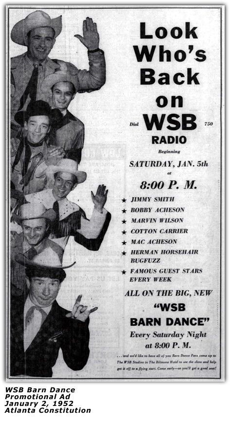 1952 Promo Ad WSB Barn Dance