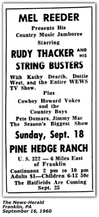 Promo Ad - Pine Hedge Ranch - Kathy Dee - September 1960
