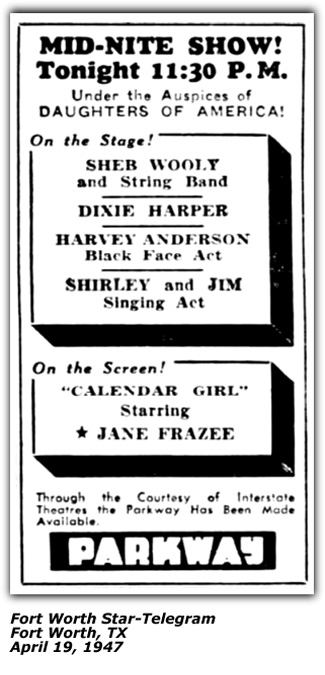 Promo Ad - Dixie Harper - April 1947