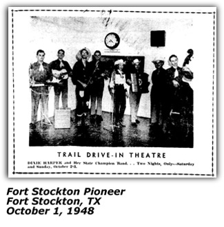 Promo Ad - Dixie Harper - Fort Stockton TX - October 1948
