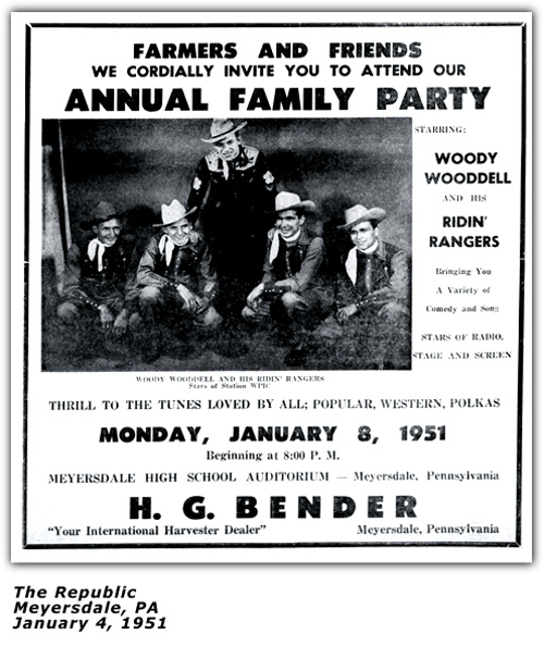 Woody Wooddell Family Party Meyersdale PA 1951 Ad