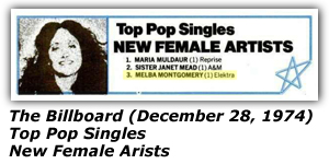 Billboard Top Pop Singles - New Female Artists - Week of May 25, 1974