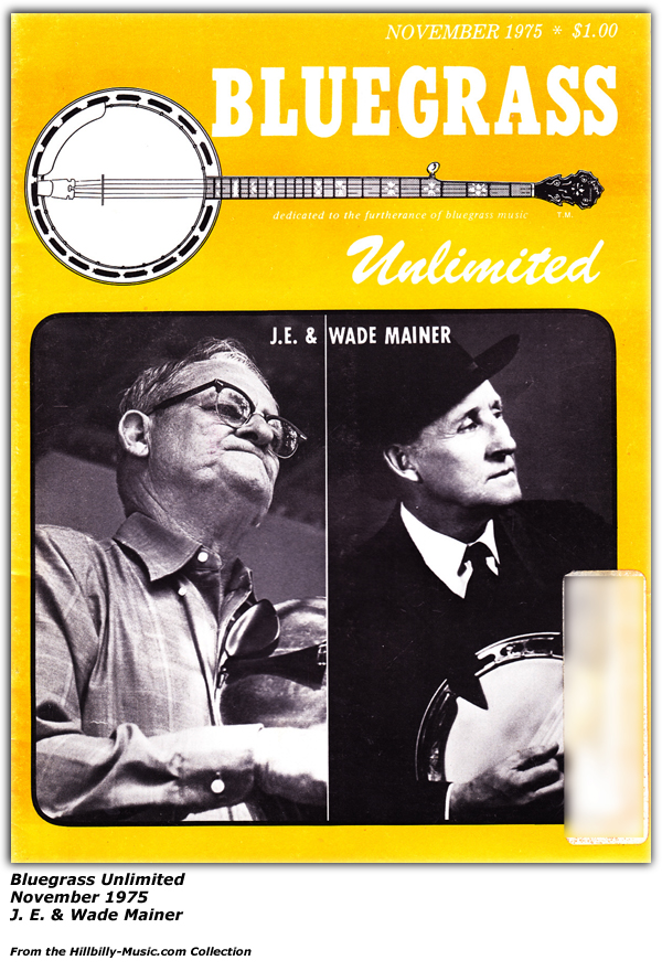 Cover - Bluegrass Unlimited - November 1975 - J. E. Mainer - Wade Mainer