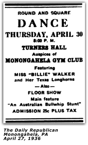 Billie Walker - Ad - April 1936