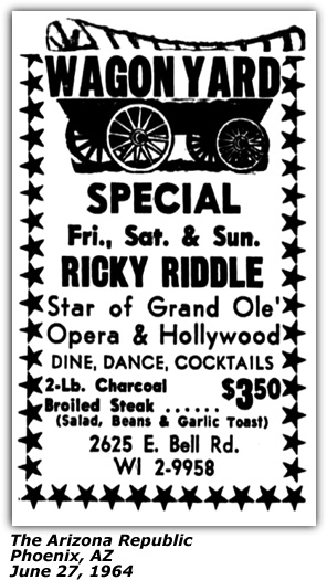 Promo Ad - Wagon Yard - Ricky Riddle - June 1964